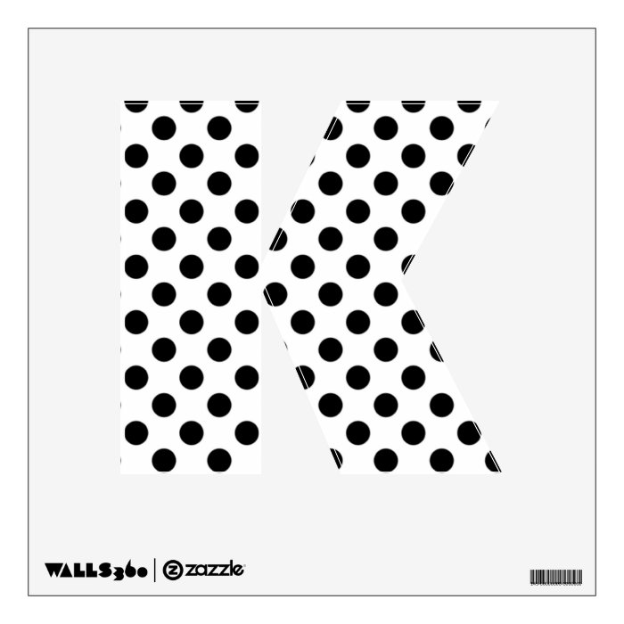 Black & White Polka Dot Letter K Wall Decal