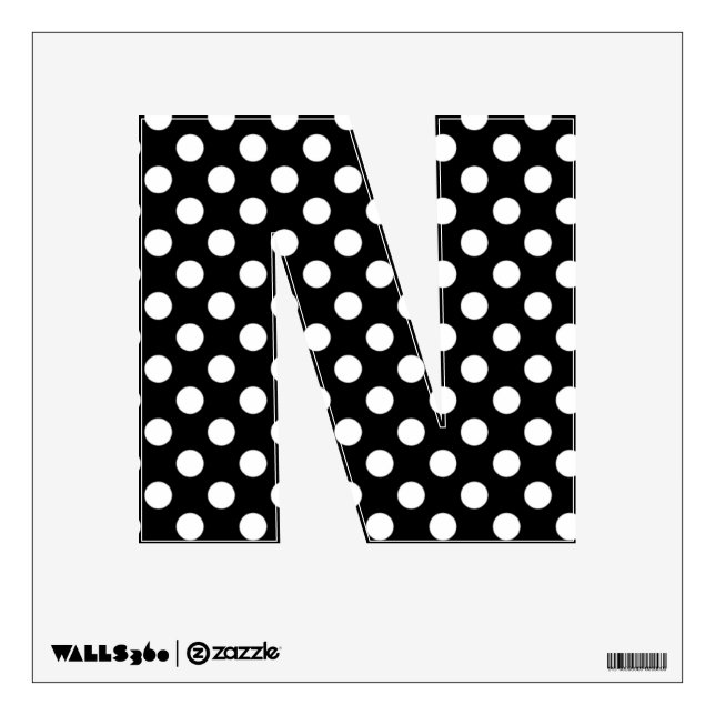 Black & White Polka Dot Letter N Wall Decal (Front)