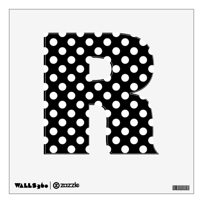 Black & White Polka Dot Letter R Wall Decal