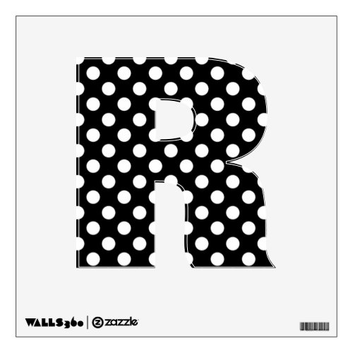 Black  White Polka Dot Letter R Wall Decal