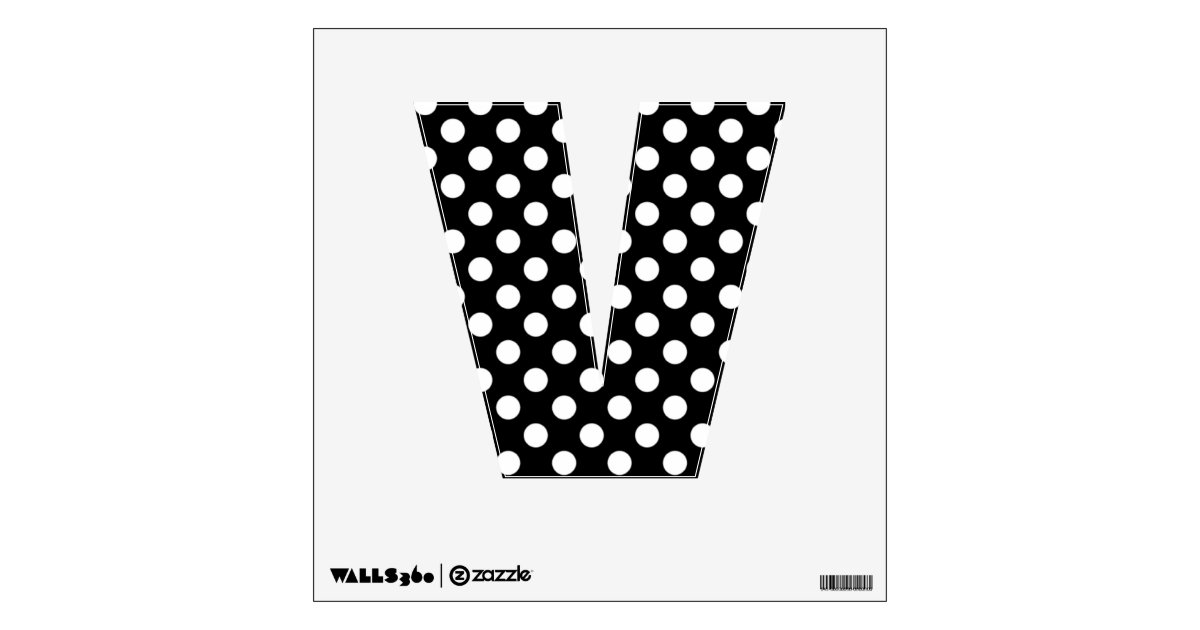 black white polka dot letter v wall decal zazzlecom