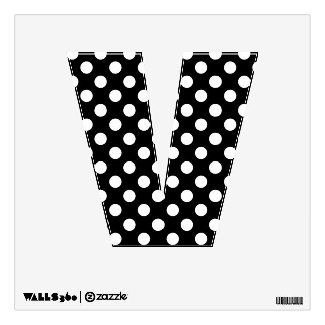 Black & White Polka Dot Letter V Wall Decal (Front)