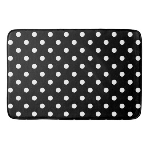 Black  White Polka Dot Modern Abstract Pattern Bathroom Mat