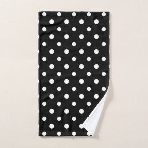 Black & White Polka Dot Modern Abstract Pattern Hand Towel