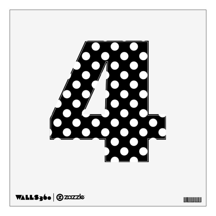 Black & White Polka Dot Number 4 Wall Decal