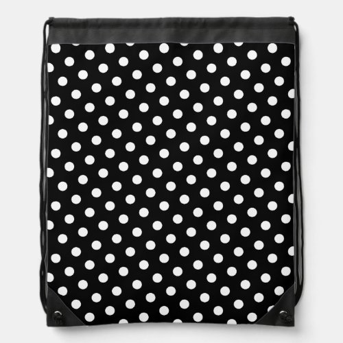 Black  White Polka Dot Pattern Drawstring Bag