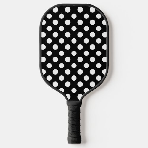 Black White Polka Dot Pattern Pickleball Paddle