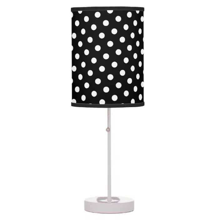 Black White Polka Dot Pattern Table, Black And White Polka Dot Table Lamp