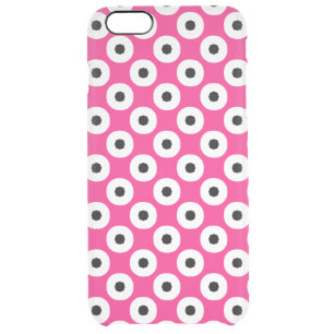 Black/White Polka Dot Pink Background (Changeable) Clear iPhone 6 Plus Case