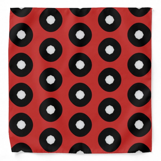 Black/White Polka Dot Red Background (Changeable) Bandana (Front)