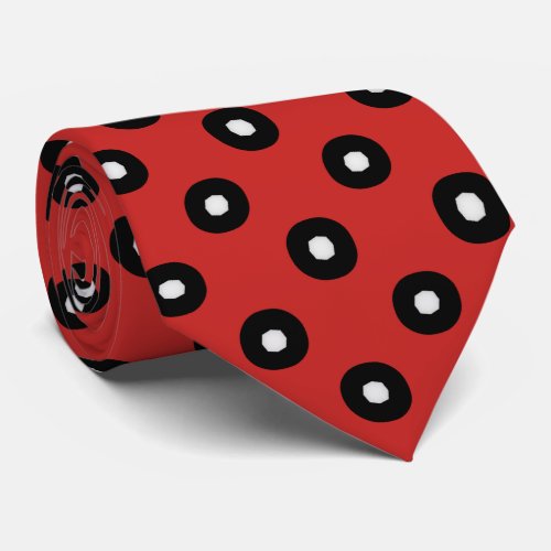 BlackWhite Polka Dot Red Background Changeable Neck Tie