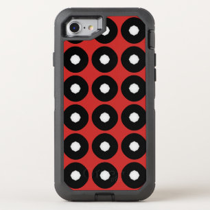 Black/White Polka Dot Red Background (Changeable) OtterBox Defender iPhone SE/8/7 Case