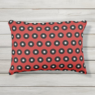 Black/White Polka Dot Red Background (Changeable) Outdoor Pillow
