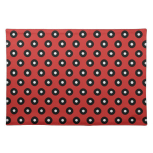 Black/White Polka Dot Red Background (Changeable) Placemat