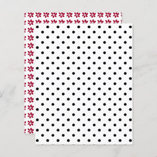 Black White Polka Dot Red Flowers Scrapbook Paper