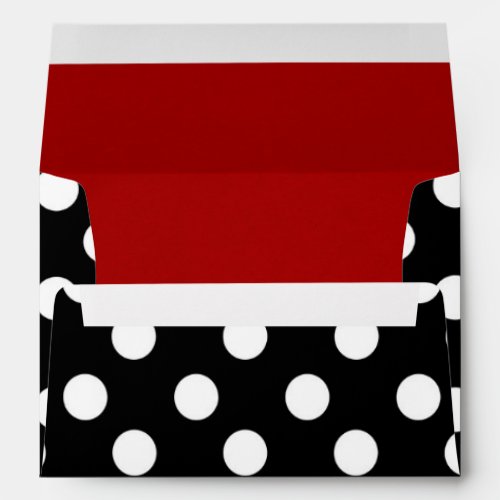 Black White Polka Dot Red Lined Party Envelope