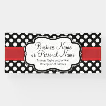Black/White Polka Dot Red Ribbon Business/Birthday