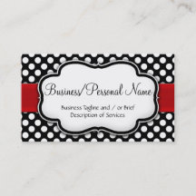 Black/White Polka Dot Red Ribbon Front/Back