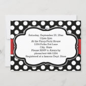 Black White Polka Dot Retro Pinup Bridal Shower Invitation (Back)