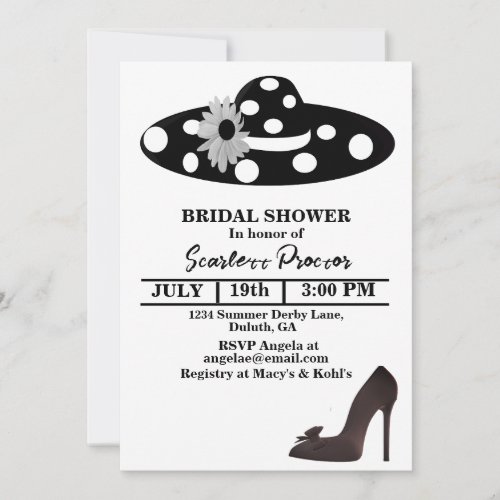 Black  White Polka Dot  Shoe Derby Bridal Shower Invitation
