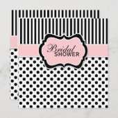 Black, White Polka Dot Stripe Bridal Shower Invite (Front/Back)
