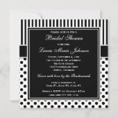 Black, White Polka Dot Stripe Bridal Shower Invite (Back)