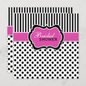 Black, White Polka Dot Stripe Bridal Shower Invite (Front/Back)