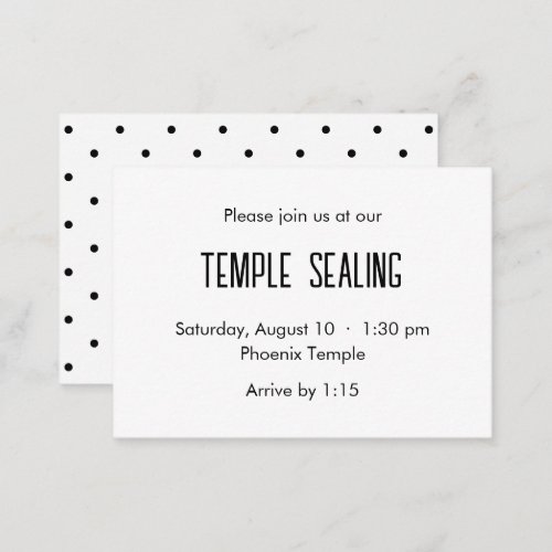 Black  White Polka Dot Temple Sealing Invitation