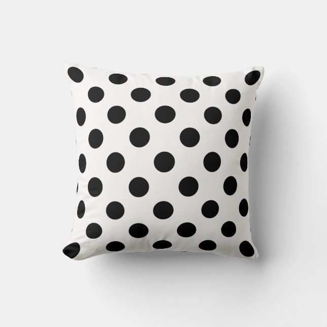 Black & White Polka Dot Throw Pillow (Front)