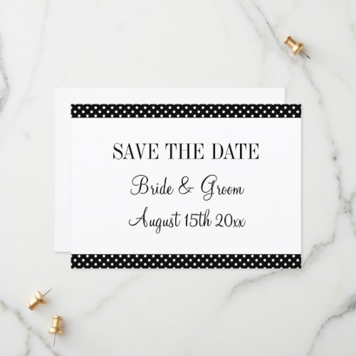 Black  white polka dot wedding save the date card