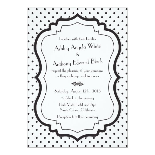 Black White Polka Dots 1950s Wedding Invitation | Zazzle.com