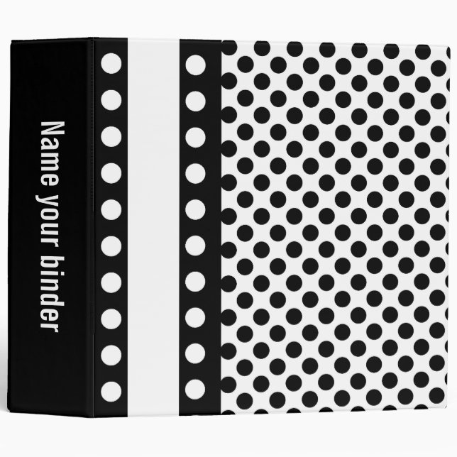 Black & White Polka Dots 3 Ring  2" Binder (Front/Spine)