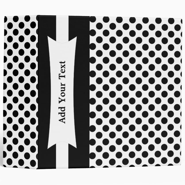 Black & White Polka Dots 3 Ring  Binder (Front/Spine)