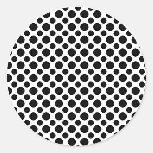 Black White Polka Dots Big and Small Classic Round Sticker