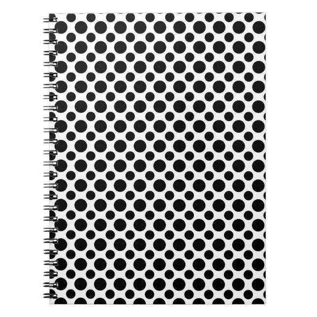 Black White Polka Dots Big and Small Notebook (Front)