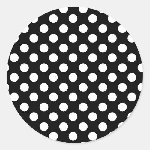 Black  White Polka Dots Birthday Party Classic Round Sticker