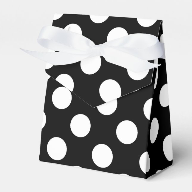 Black & White Polka Dots Birthday Party Favor Boxes (Front Side)