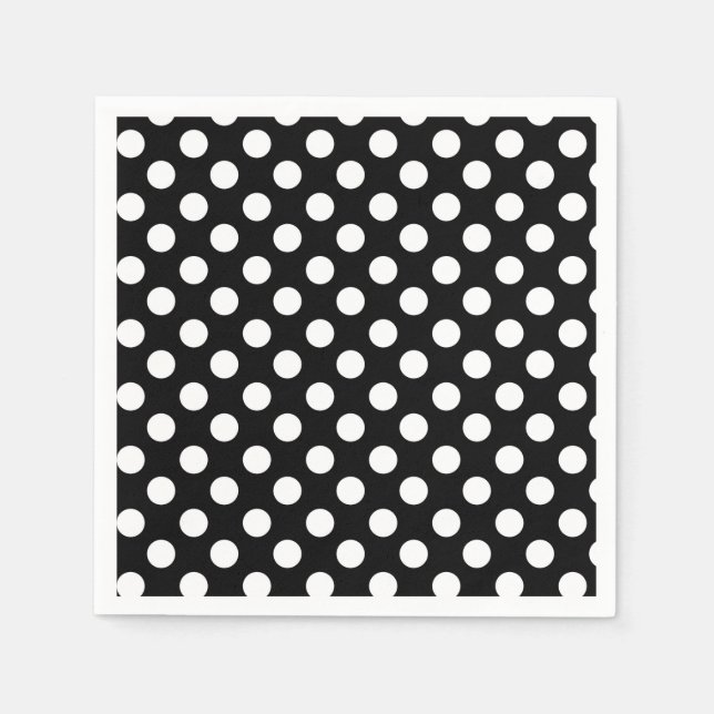 Black & White Polka Dots Birthday Party Napkins (Front)