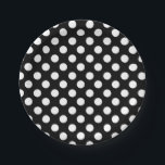 Black & White Polka Dots Birthday Party Paper Plates<br><div class="desc">Customize with any text.</div>