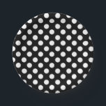 Black & White Polka Dots Birthday Party Paper Plates<br><div class="desc">Customize with any text.</div>