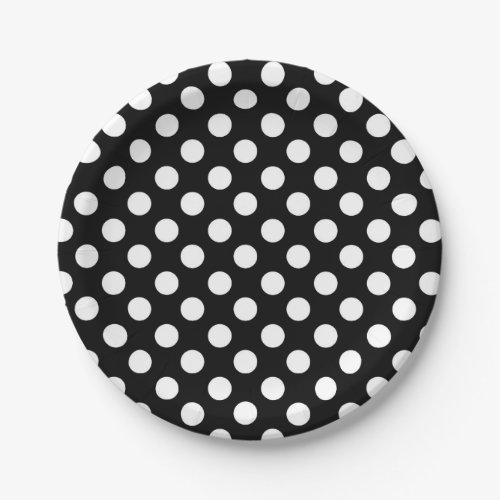 Black  White Polka Dots Birthday Party Paper Plates