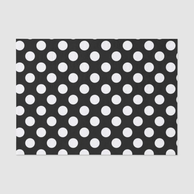Black & White Polka Dots Birthday Party Tissue Paper (Front)