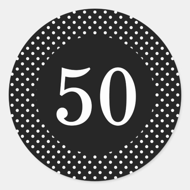 Black & White Polka Dots Birthday Sticker (Front)