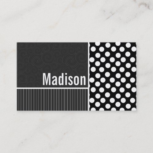 Black &amp; White Polka Dots Business Card Templates