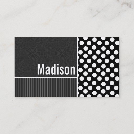 Customizable Black & White Polka Dots Business Card Templates