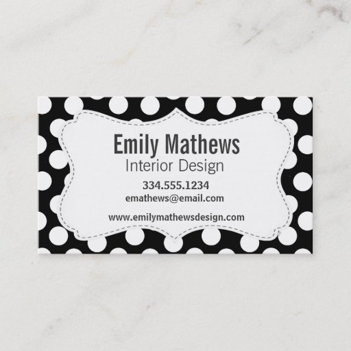 Customizable Black &amp; White Polka Dots Business Card Template