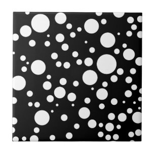 black white polka-dots ceramic tile