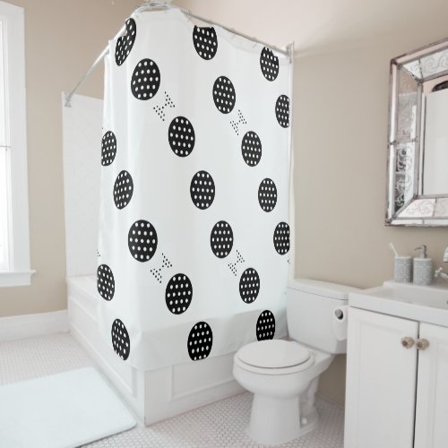 Black  White Polka dots Circular Shower Curtain