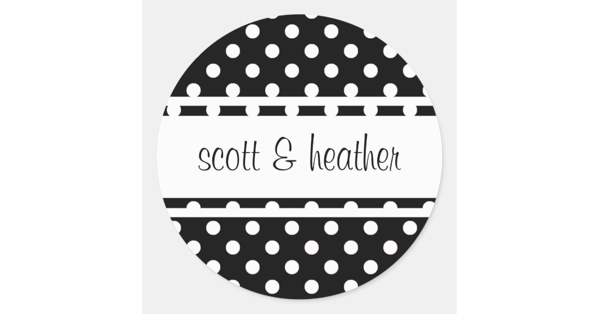 Black & White Polka Dots Classic Round Sticker | Zazzle