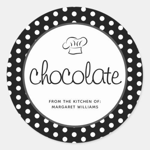 Black White Polka Dots Dessert Box Sticker Label